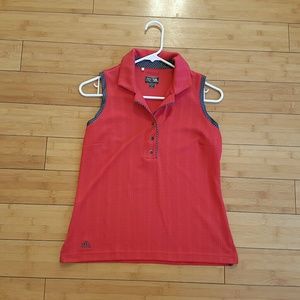 Adidas Climacool Small Red Sleeveless Golf Polo